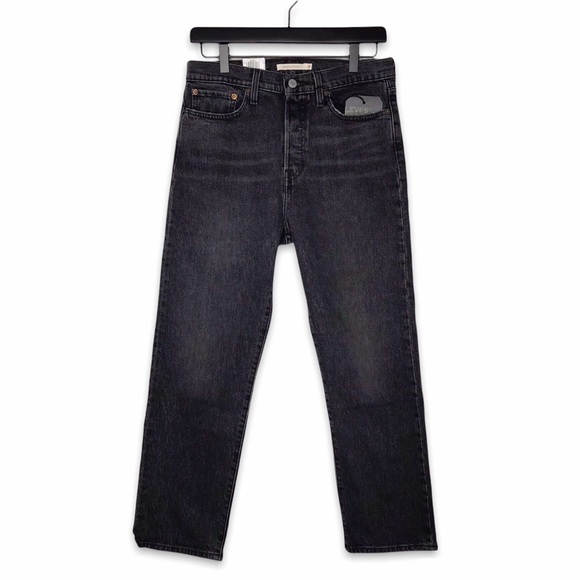 Levis Premium Womens Wedgie Straight Crop Denim Jeans Black Gray High Rise NWT - Picture 13 of 14